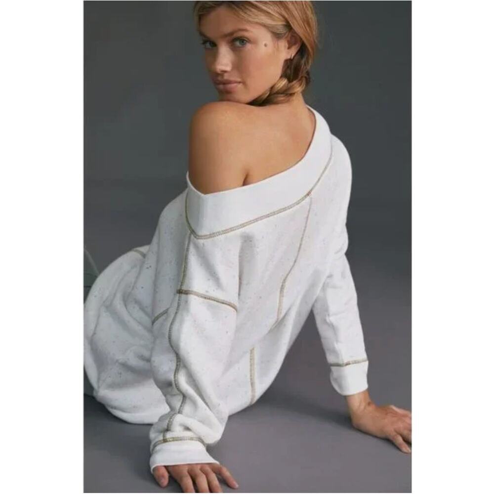 ANTHROPOLOGIE Pilcro Slouchy Off-The-Shoulder Sweatshirt// XXS - Picture 3 of 12
